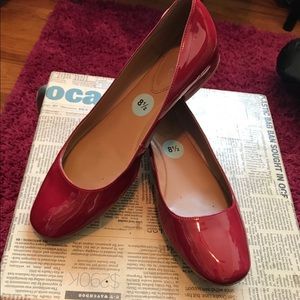 Red Calvin Klein paten leather shoes